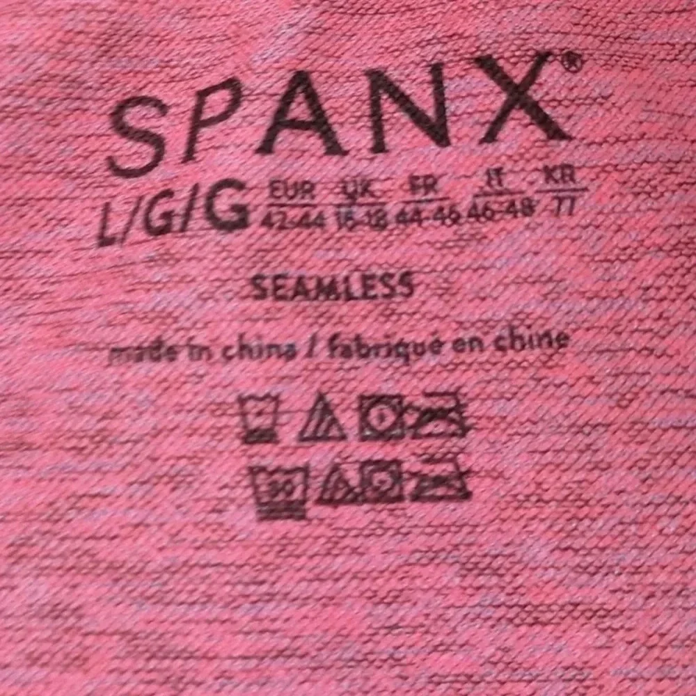 SEAMLESS SCULPTING LEGGINGS BY SPANX SIZE LARGE SPACEDYE CORAL PUNCH NWT
